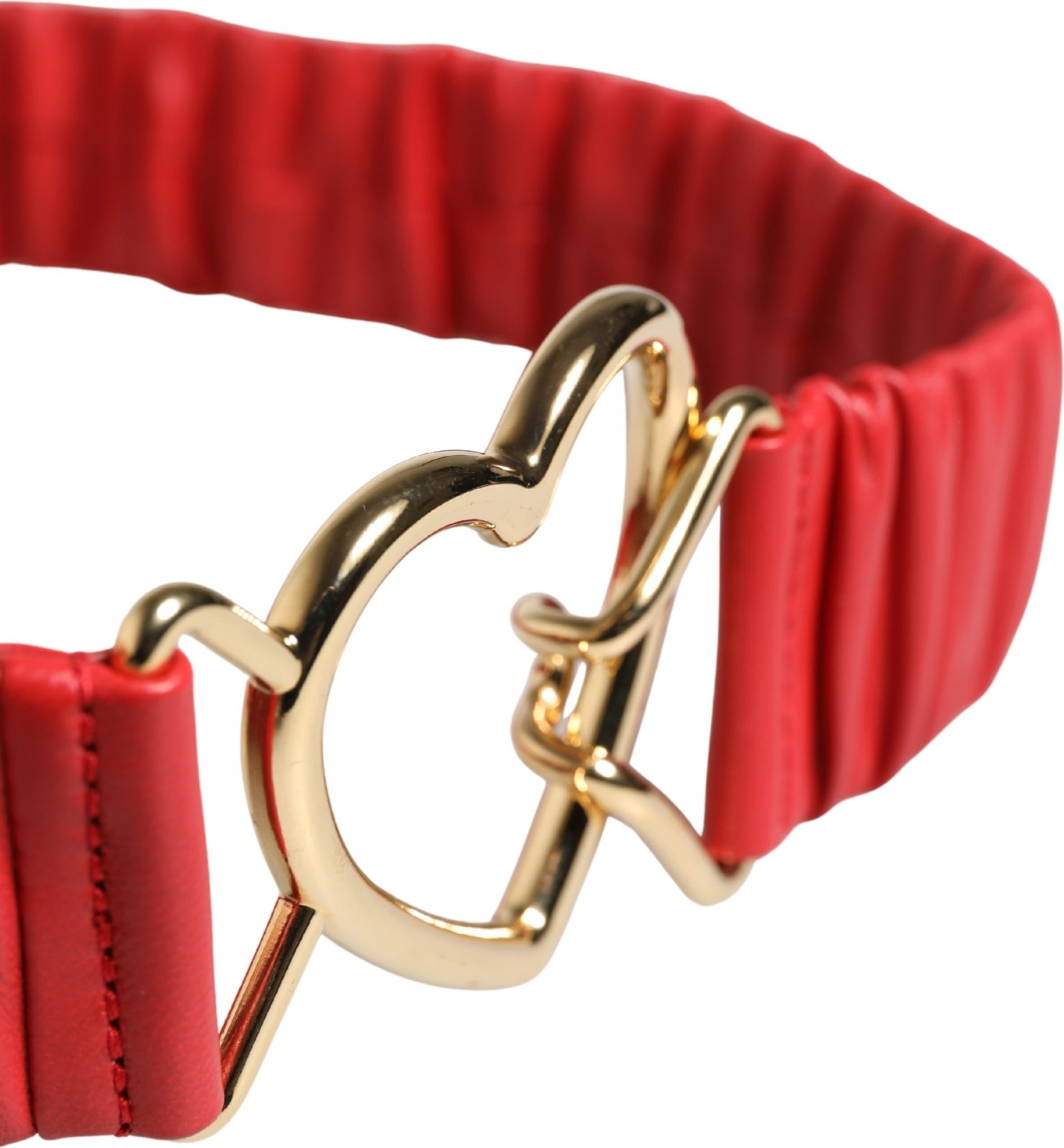 Red Leather Gold Heart Metal Buckle Belt Dolce & Gabbana