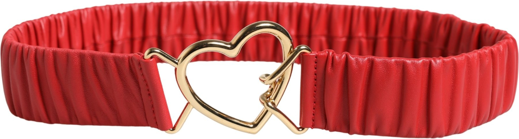 Red Leather Gold Heart Metal Buckle Belt Dolce & Gabbana