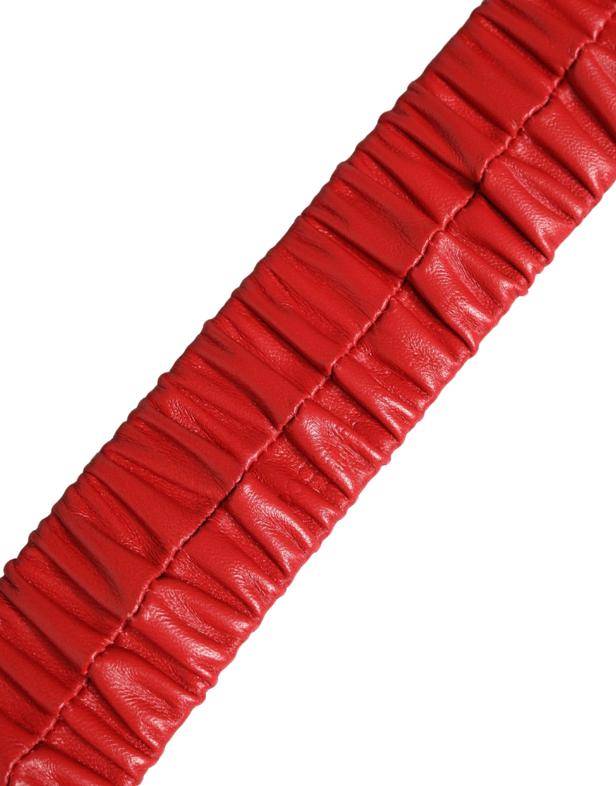 Red Leather Gold Heart Metal Buckle Belt Dolce & Gabbana