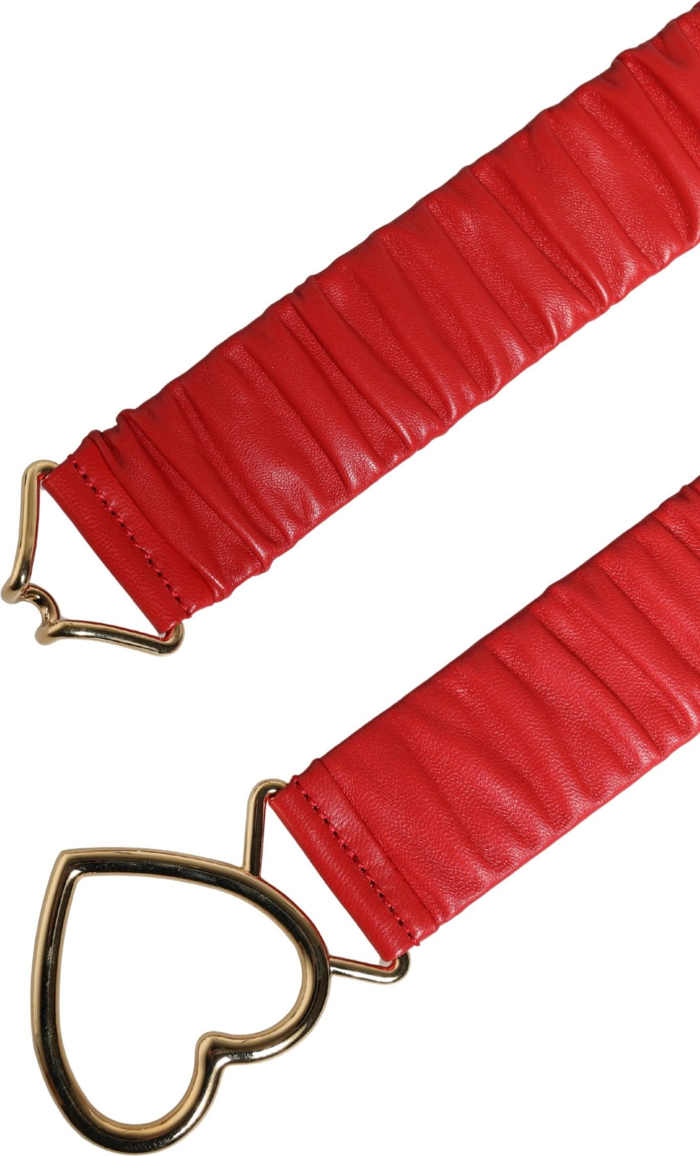 Red Leather Gold Heart Metal Buckle Belt Dolce & Gabbana