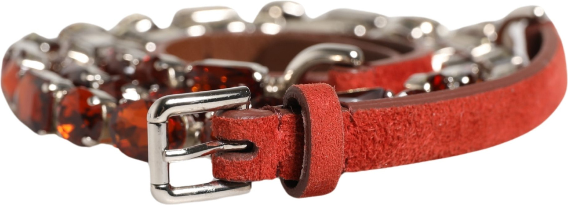 Belt Dolce & Gabbana Red Velvet Crystals Chain Embellished