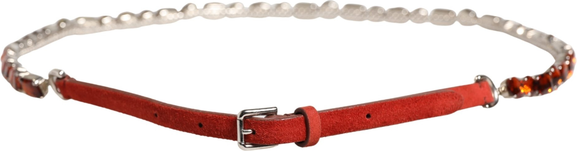 Gürtel Dolce & Gabbana Roter Samt Kristalle Kette Verziert