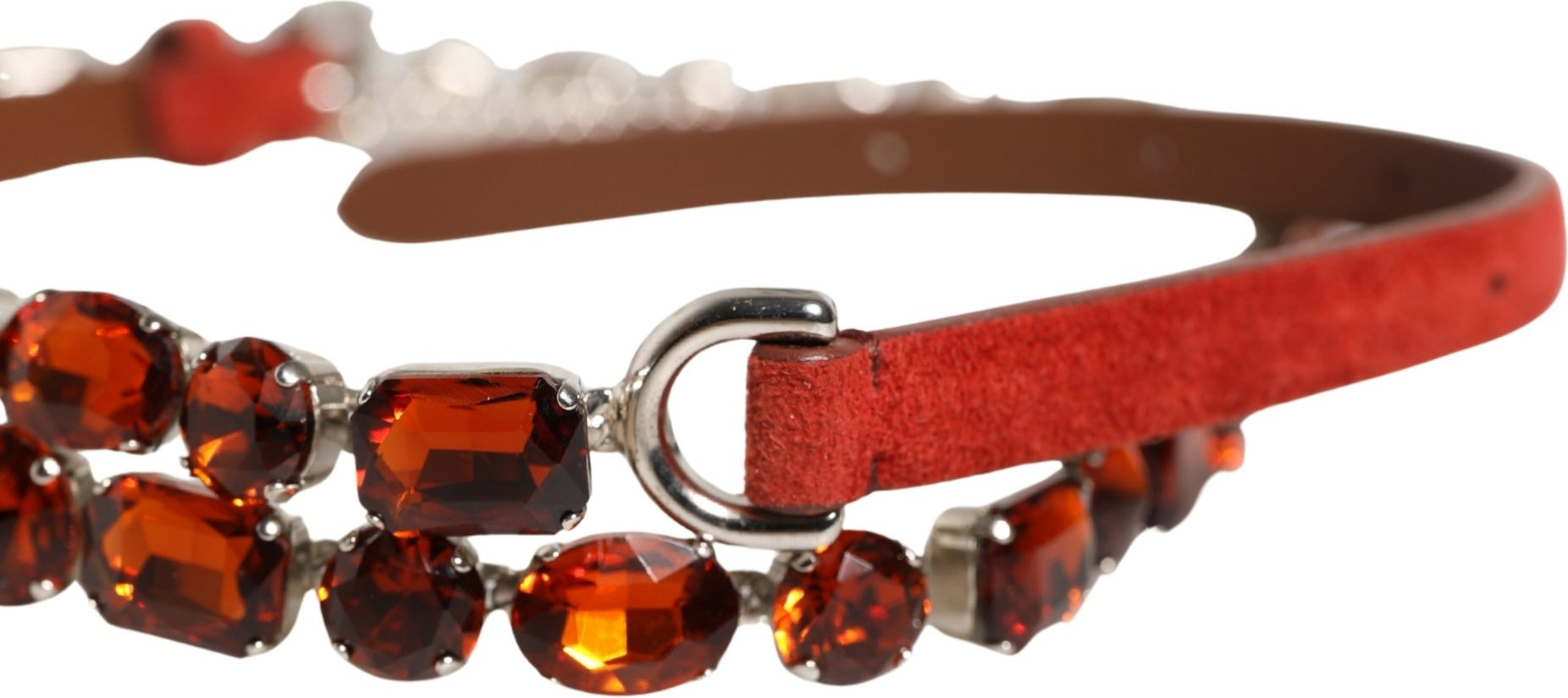 Gürtel Dolce & Gabbana Roter Samt Kristalle Kette Verziert