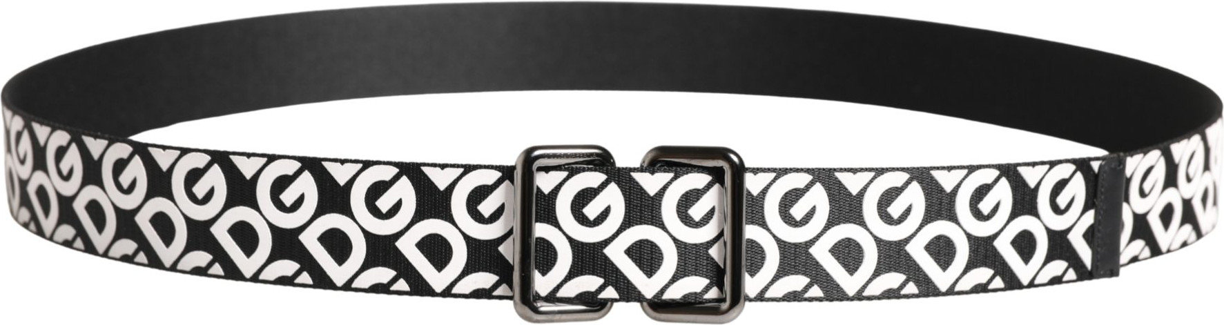 White Black Logo Leather Metal Buckle Belt Dolce & Gabbana