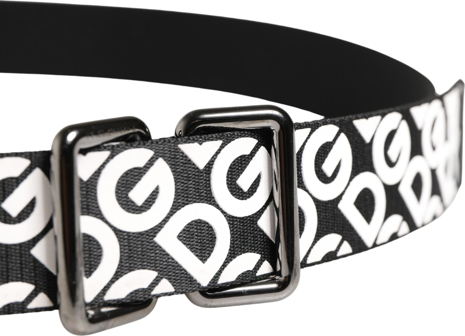 White Black Logo Leather Metal Buckle Belt Dolce & Gabbana