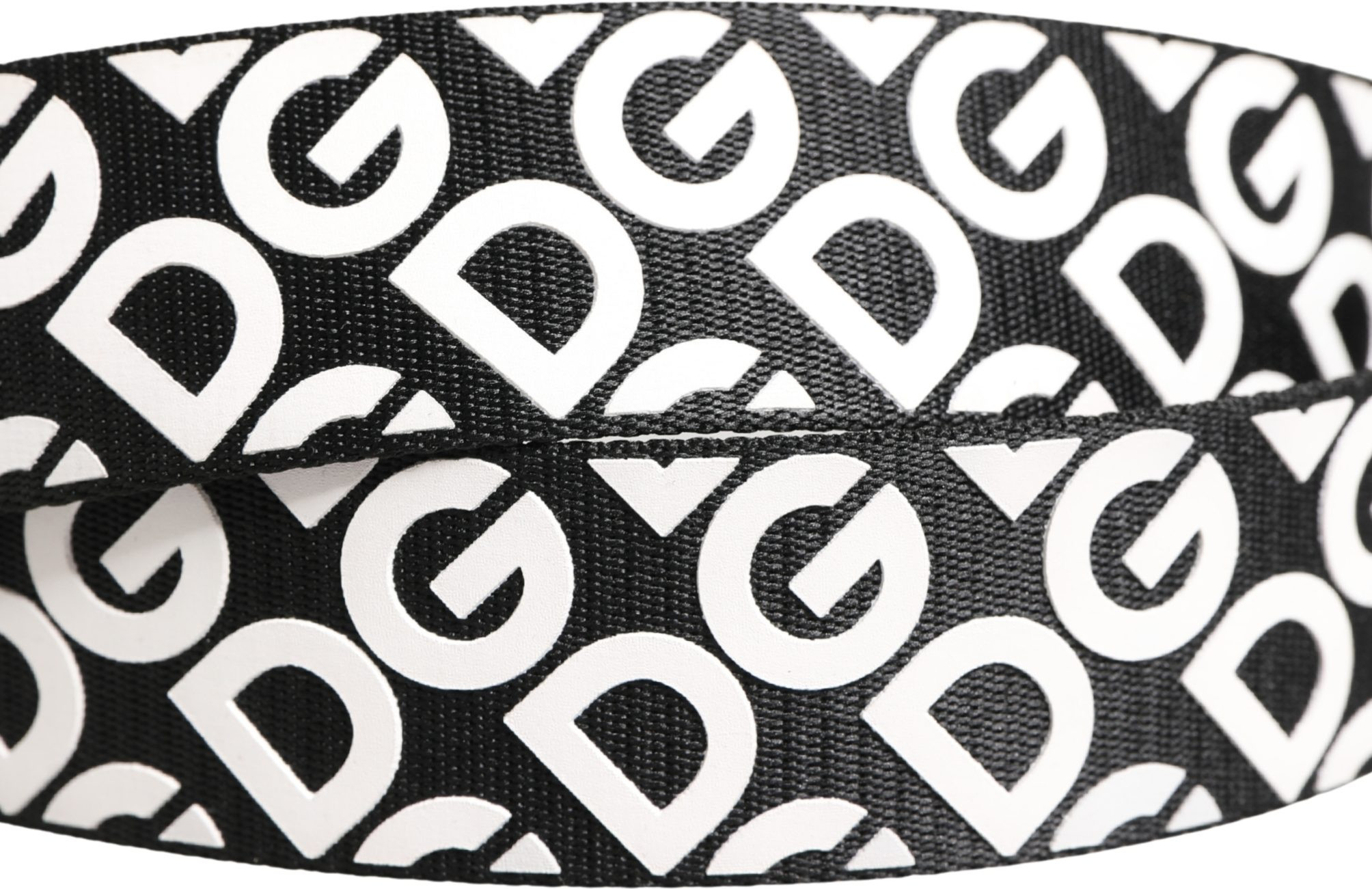 White Black Logo Leather Metal Buckle Belt Dolce & Gabbana