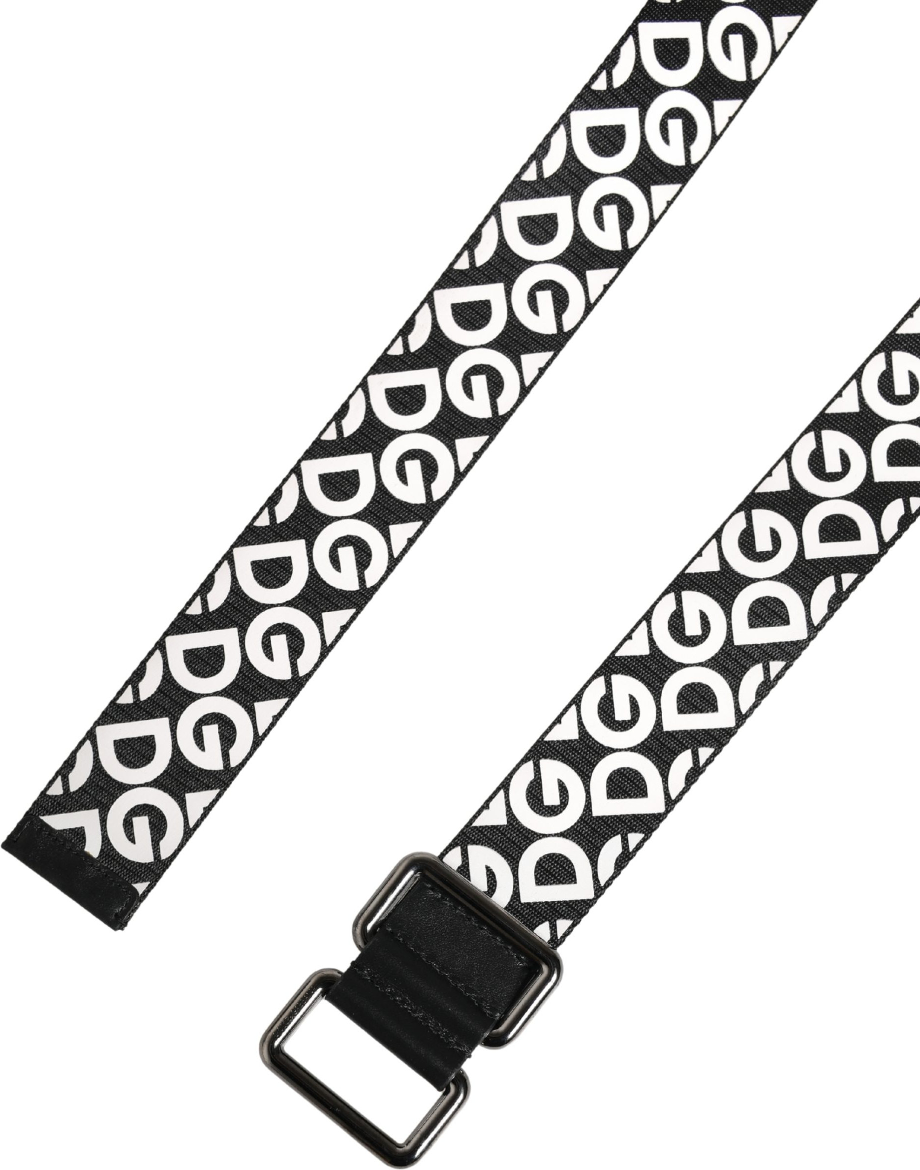 White Black Logo Leather Metal Buckle Belt Dolce & Gabbana