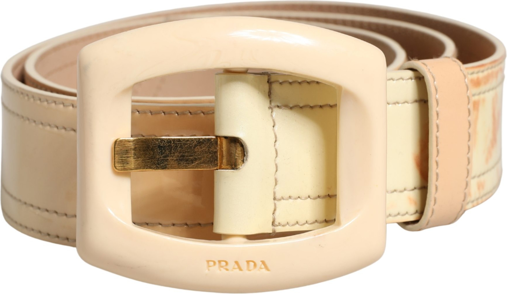 Leather Logo Wide Waist Belt Prada