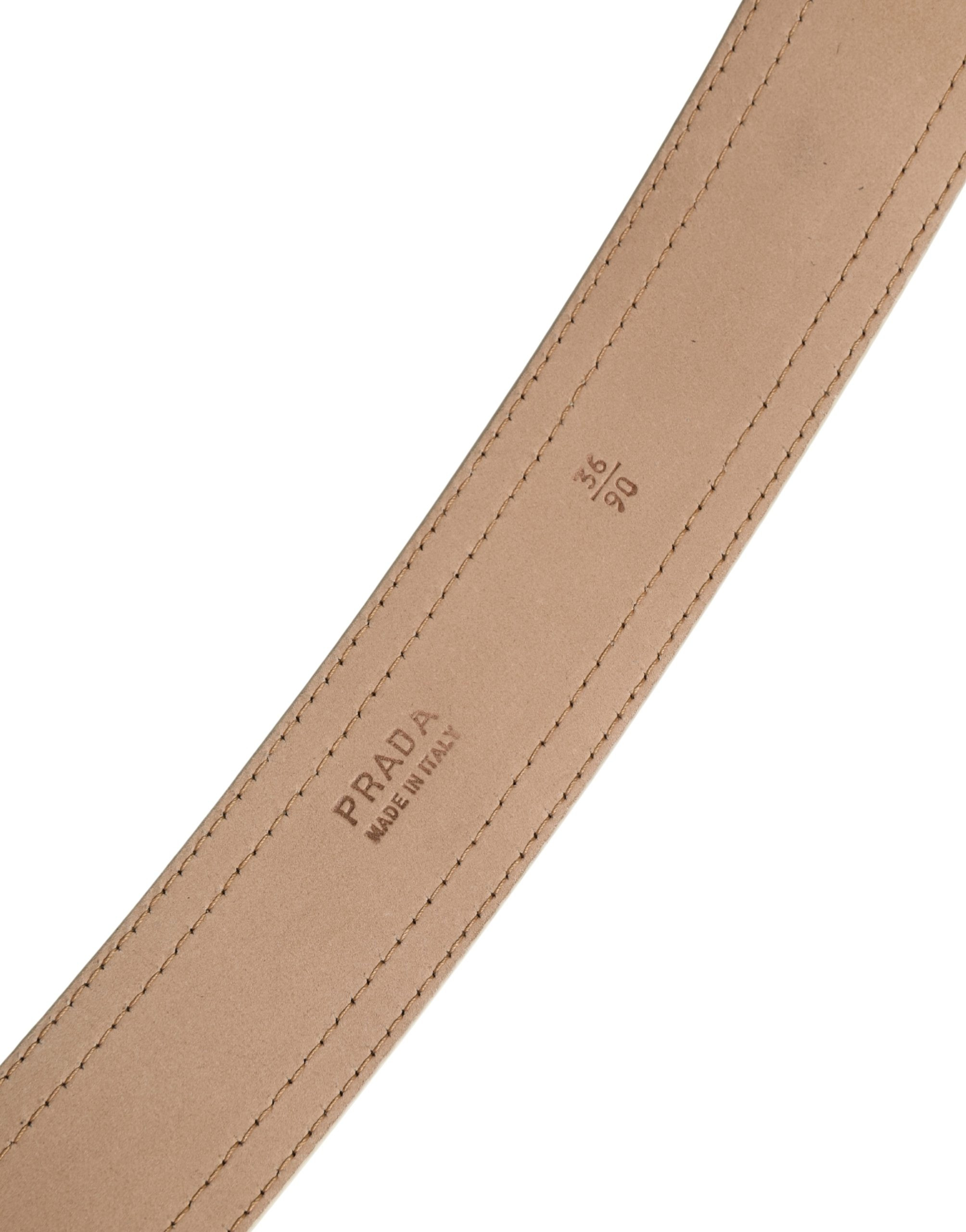 Leather Logo Wide Waist Belt Prada