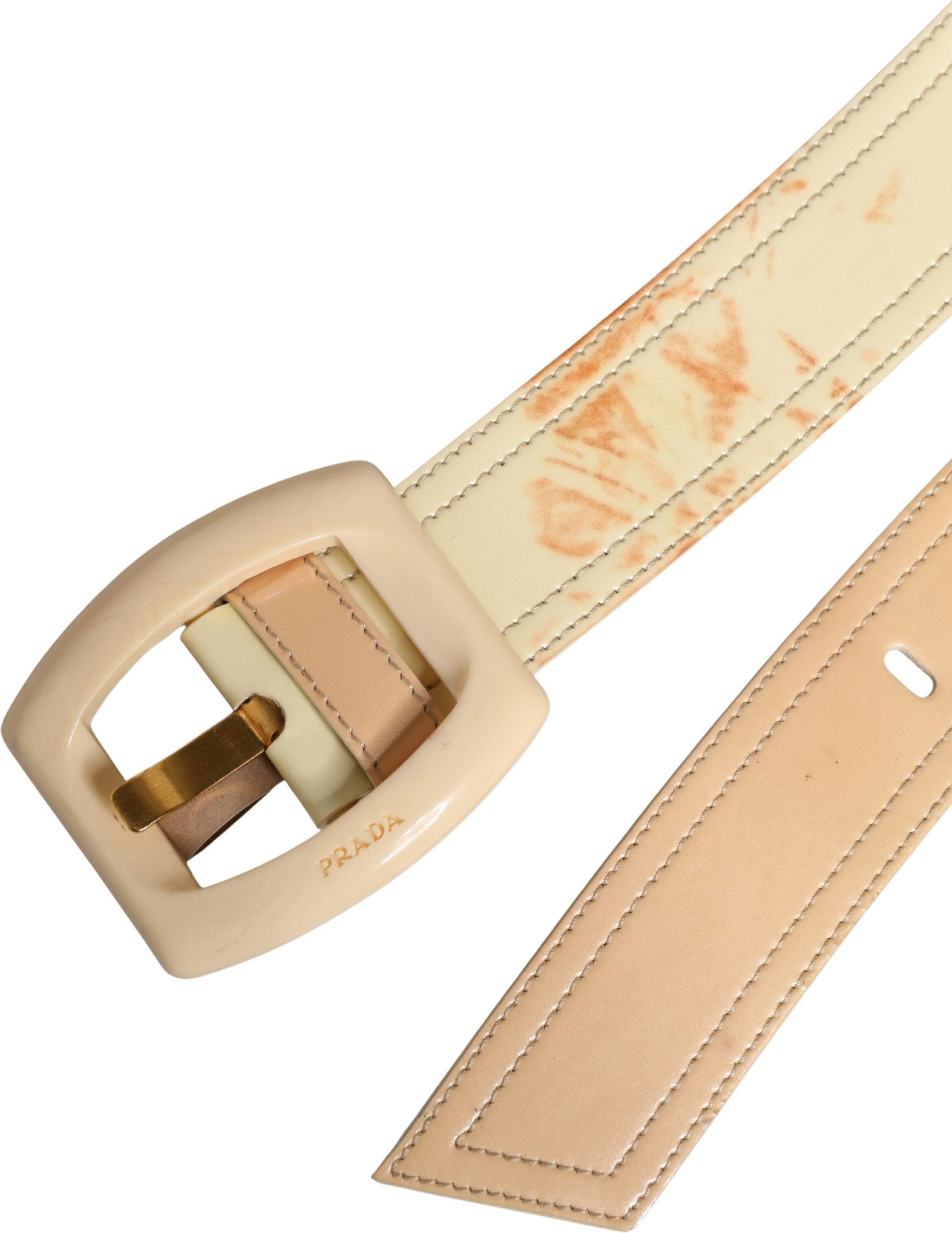 Leather Logo Wide Waist Belt Prada