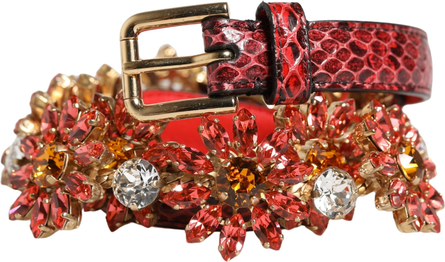 Roter Leder-Gürtel mit Kristall-Verzierung "Daisy" von Dolce & Gabbana