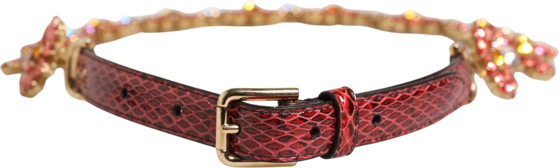 Roter Leder-Gürtel mit Kristall-Verzierung "Daisy" von Dolce & Gabbana