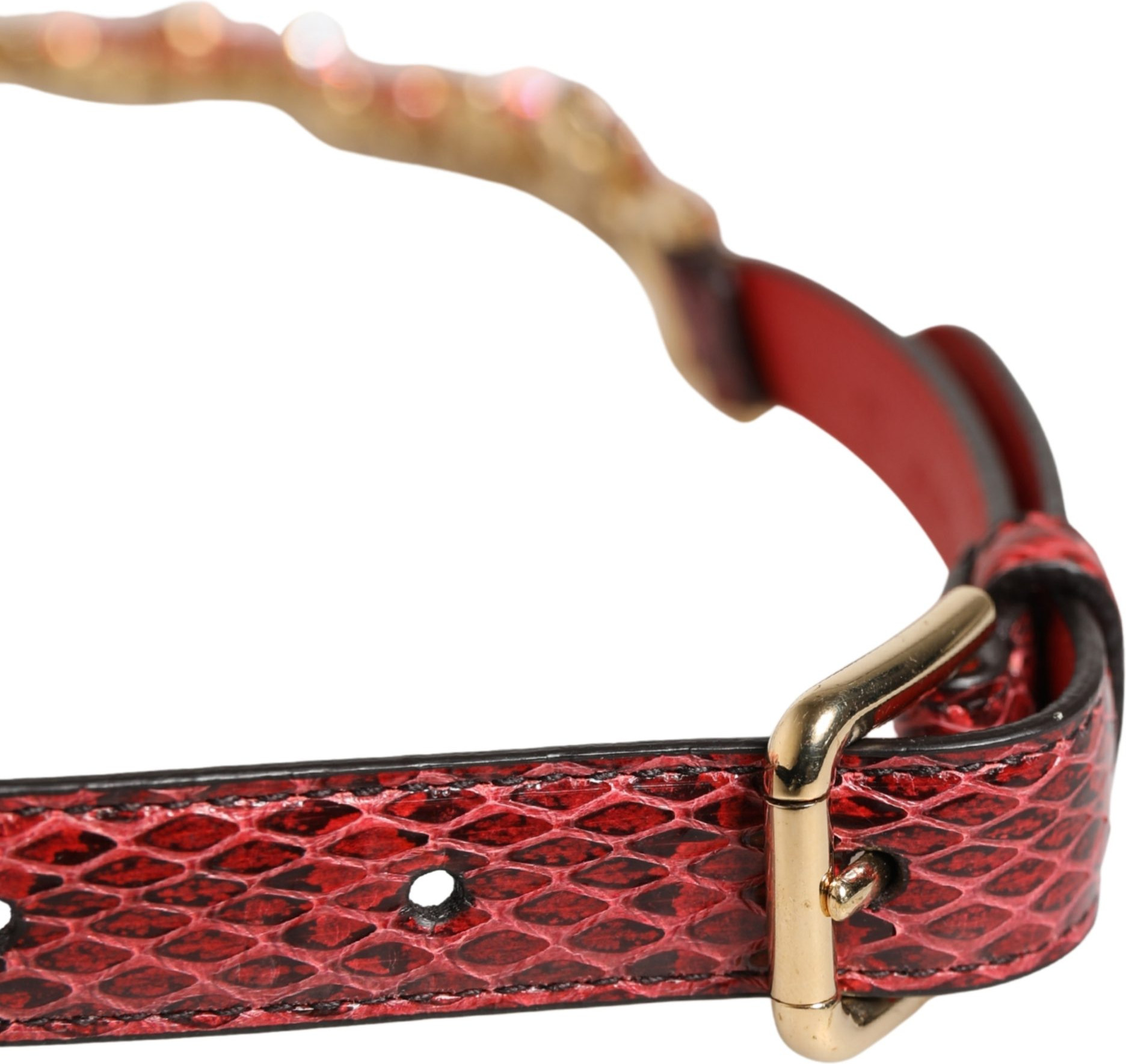Roter Leder-Gürtel mit Kristall-Verzierung "Daisy" von Dolce & Gabbana