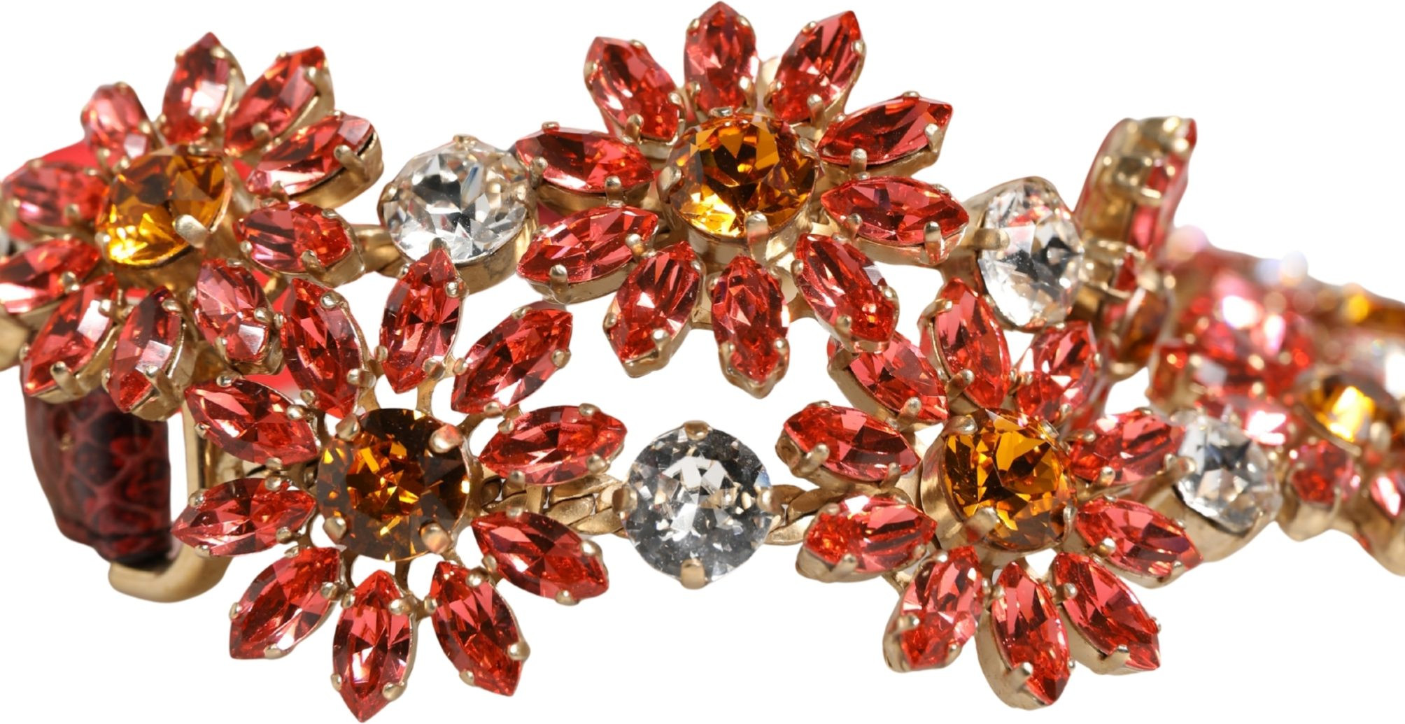 Roter Leder-Gürtel mit Kristall-Verzierung "Daisy" von Dolce & Gabbana