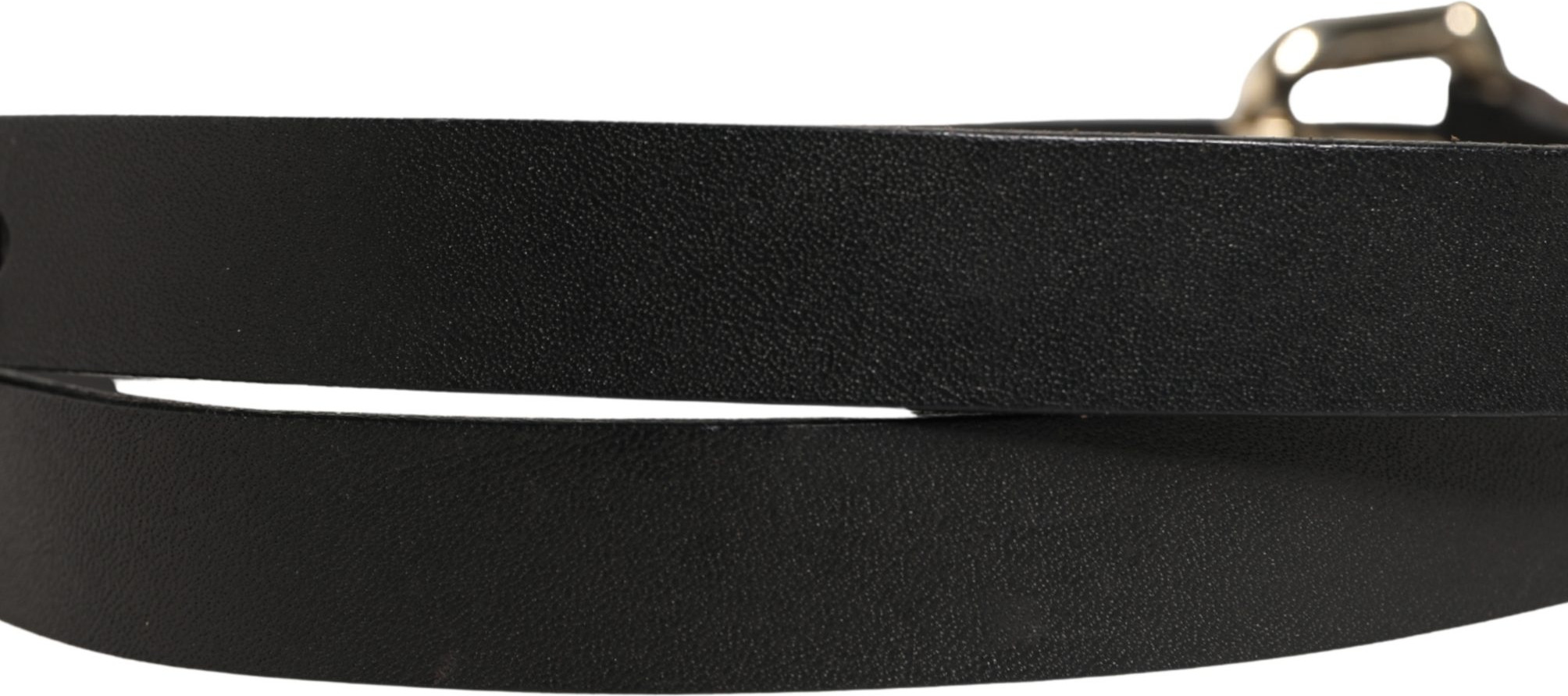 Black Leather Slim Gold Tone Buckle Waist Belt Gianfranco Ferre