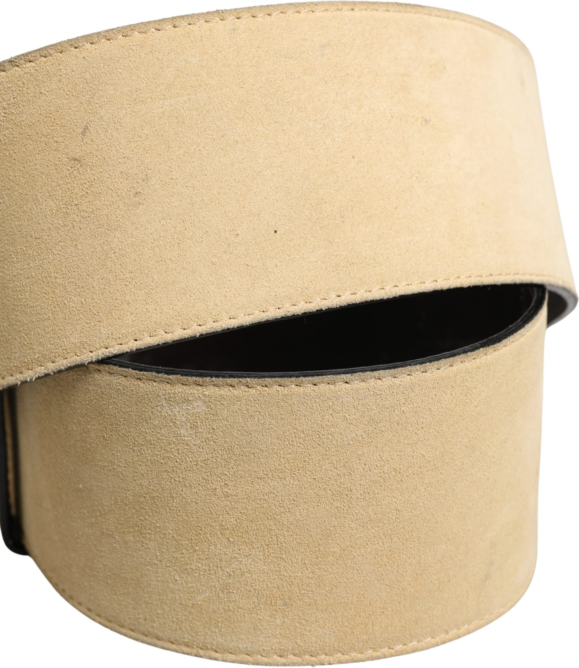 Belt Versace Beige Suede Leather Silver Metal Buckle