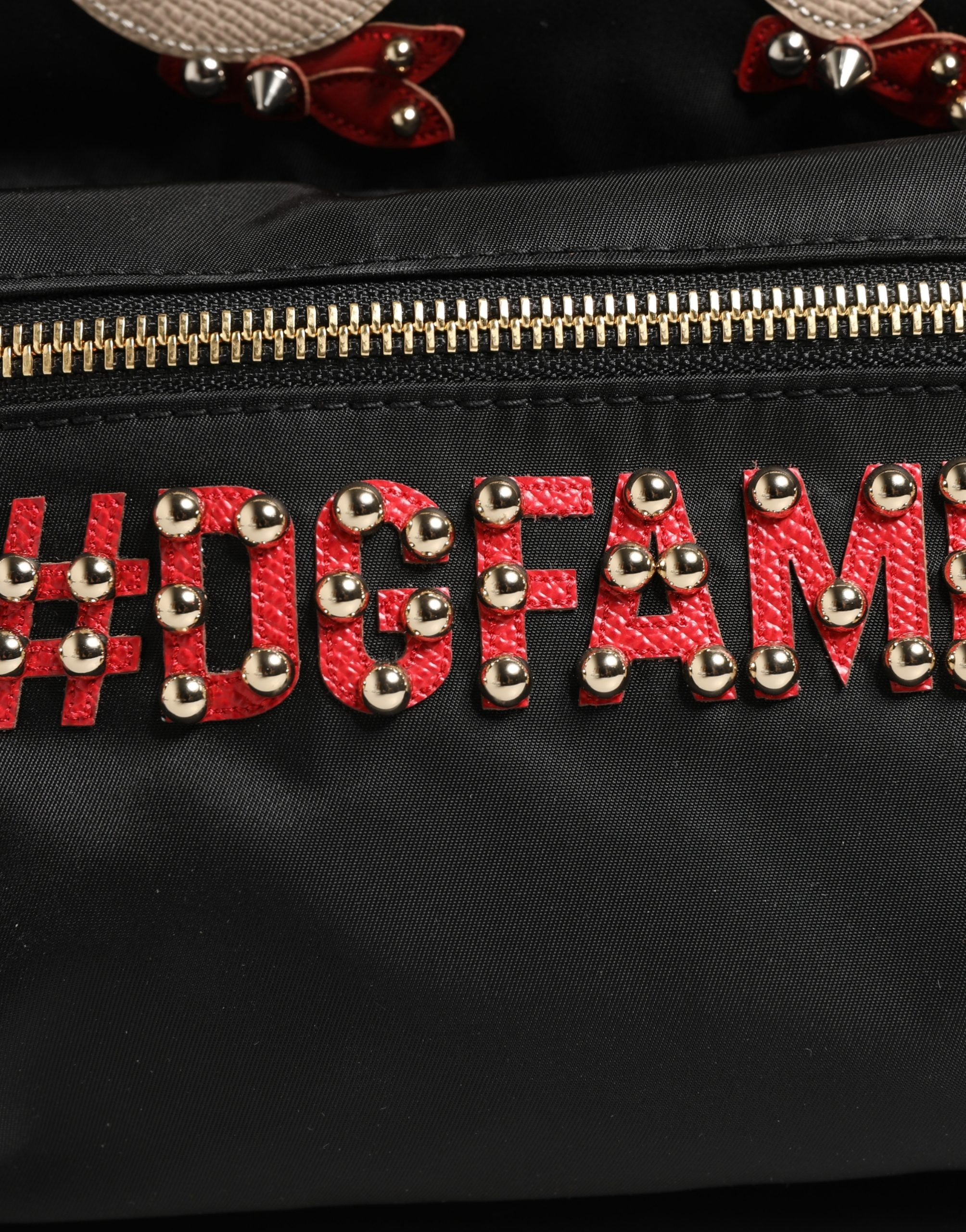 Bag VULCANO Black Nylon #DGFAMILY Embellished Backpack Bag Dolce & Gabbana