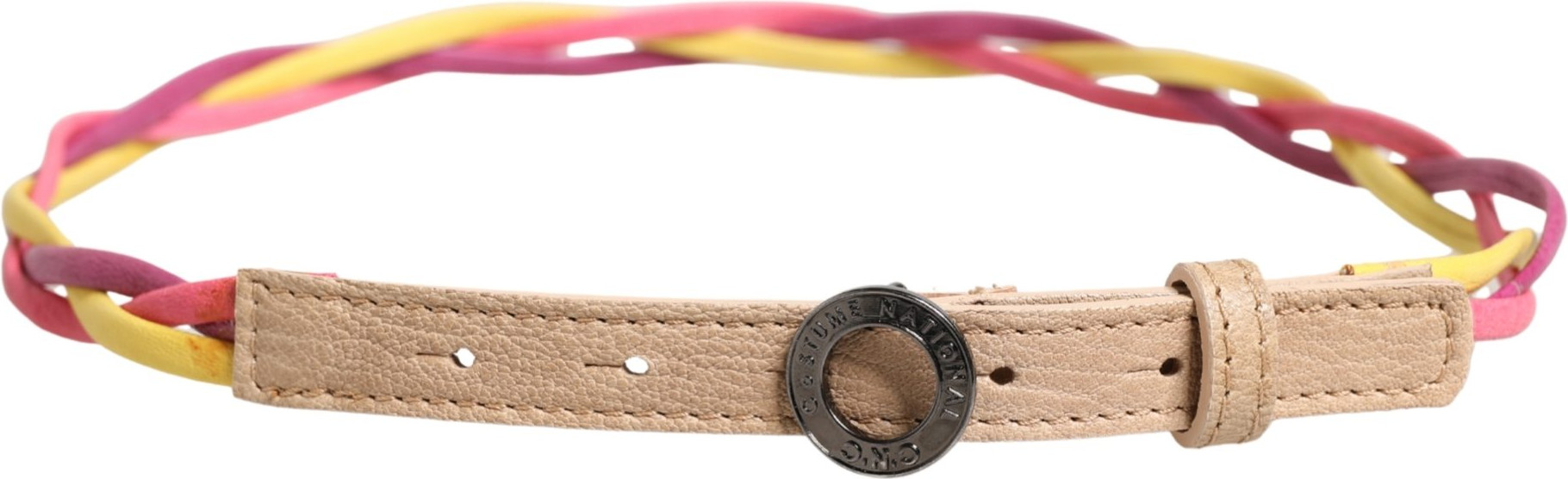 Multicolor Twisted Leather Circle Buckle Belt Costume National