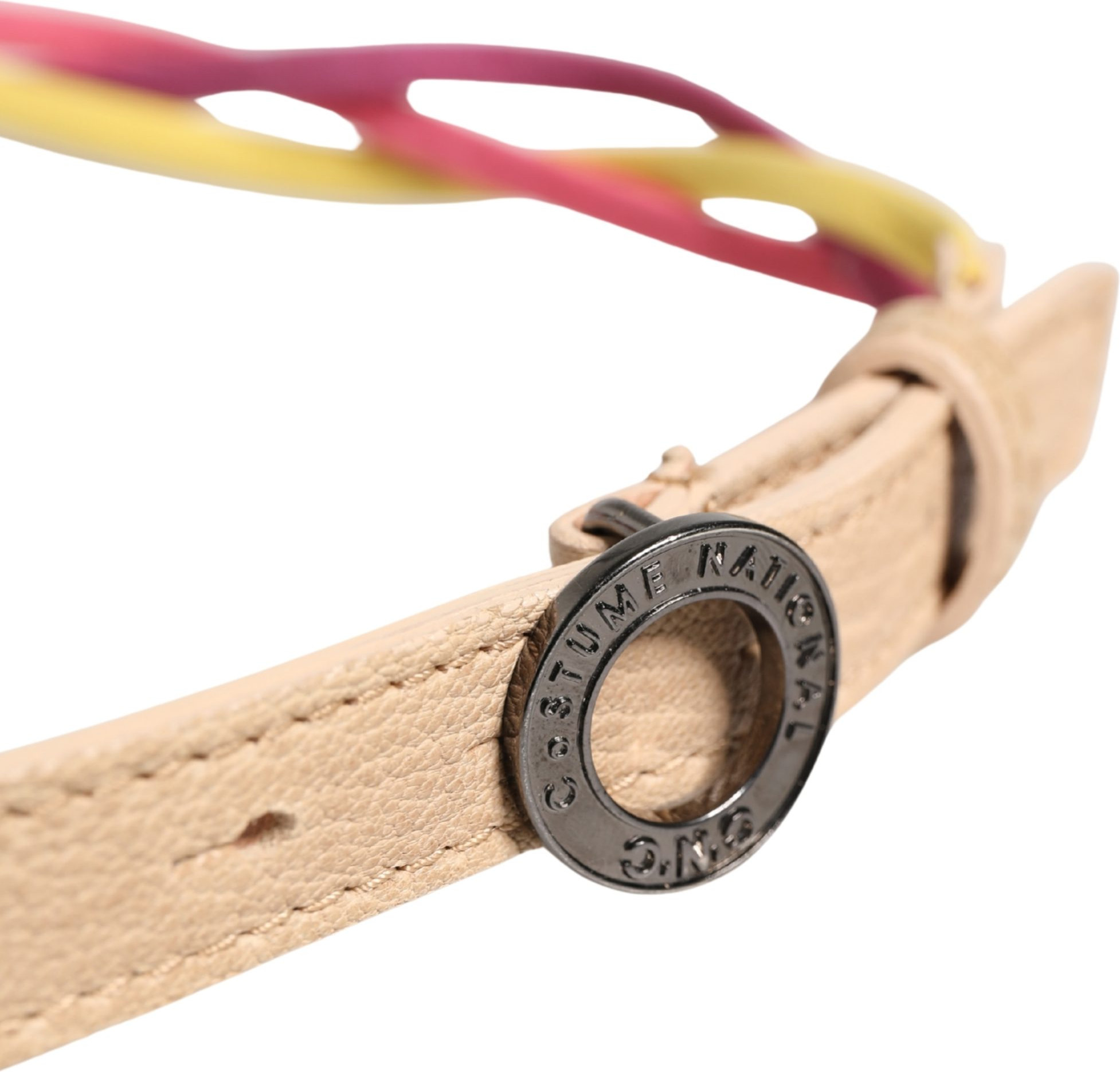 Multicolor Twisted Leather Circle Buckle Belt Costume National