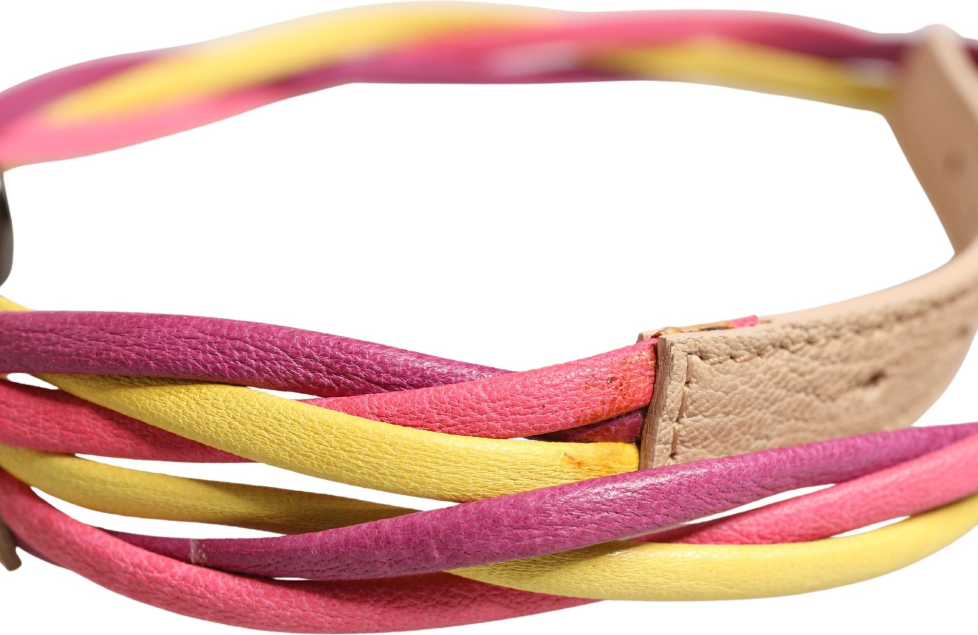 Multicolor Twisted Leather Circle Buckle Belt Costume National