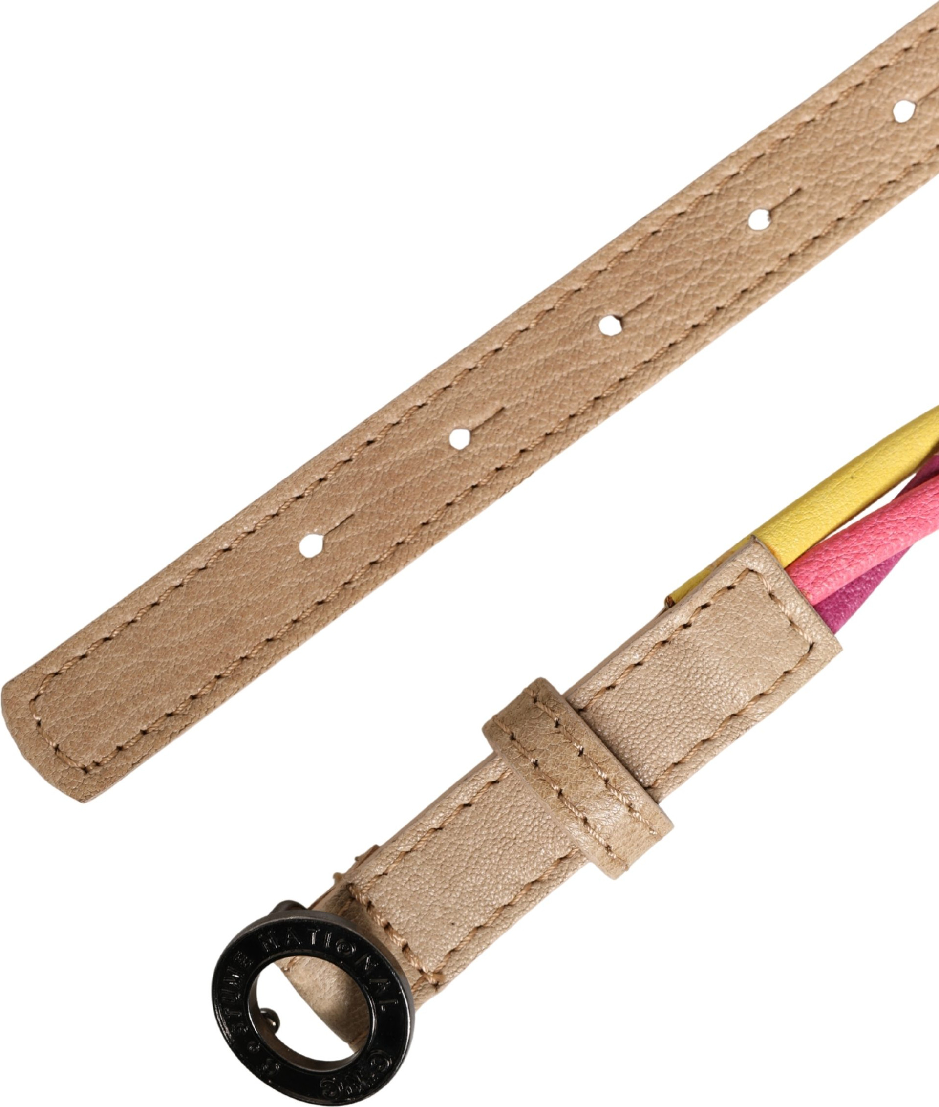 Multicolor Twisted Leather Circle Buckle Belt Costume National