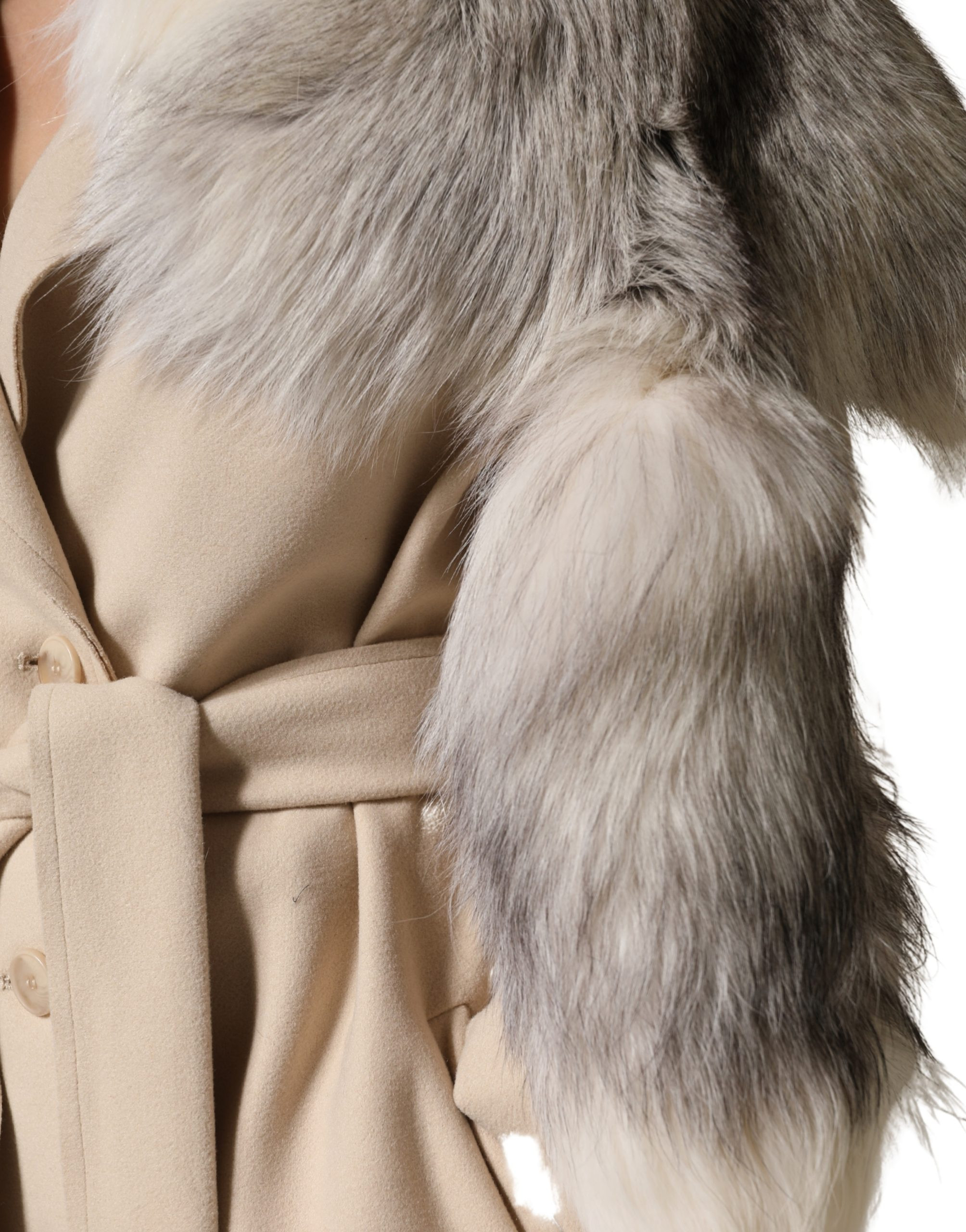 Scarf Dolce & Gabbana White Fox Fur Neck Wrap Warmer