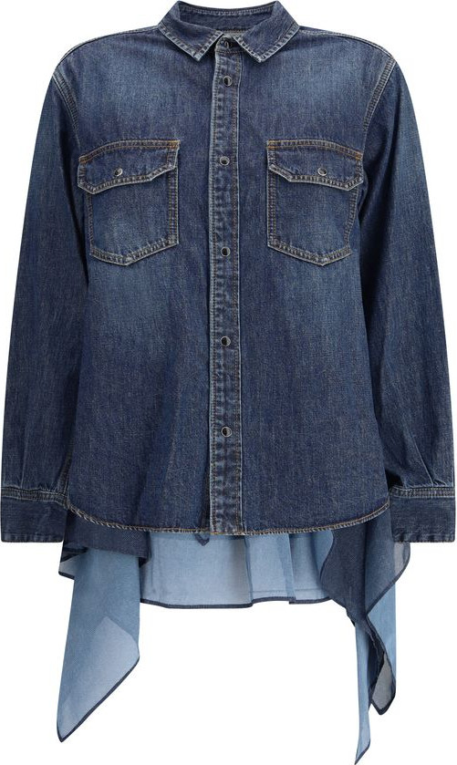 Джинсовая рубашка Sacai синяя