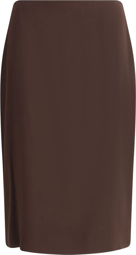 Brown Acetate Midi Skirt