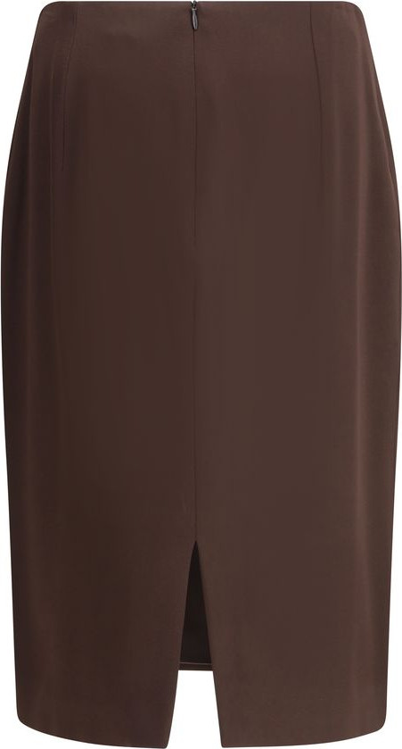 Brown Acetate Midi Skirt