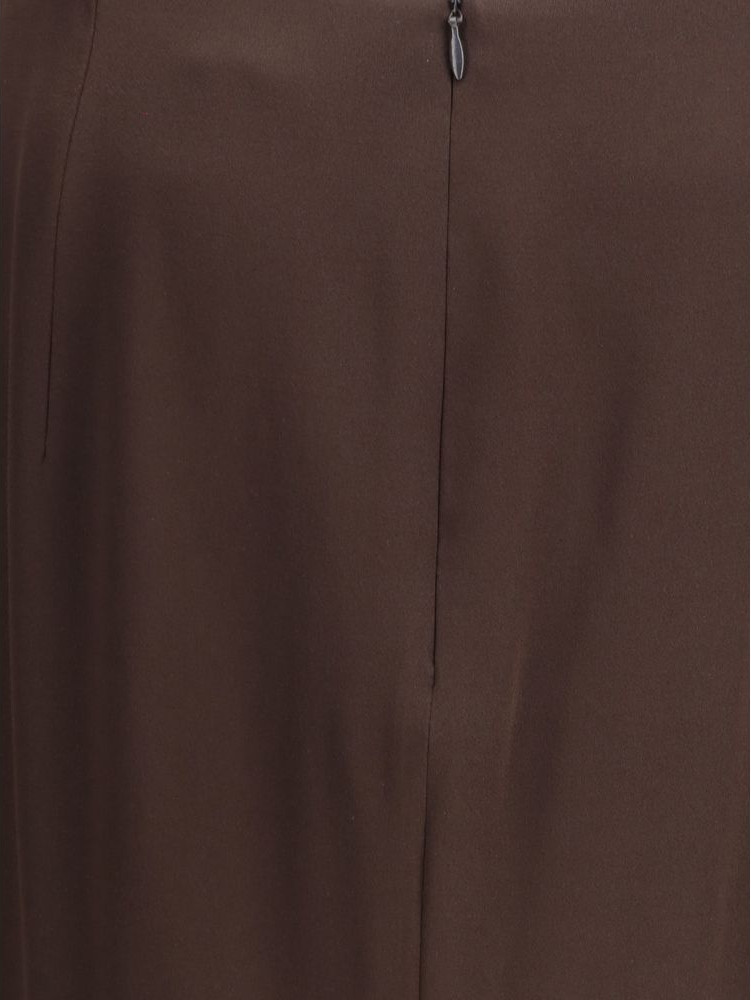 Brown Acetate Midi Skirt