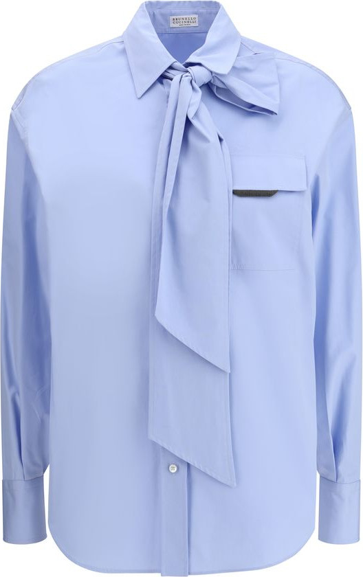 Blue Cotton Dress Shirt Brunello Cucinelli