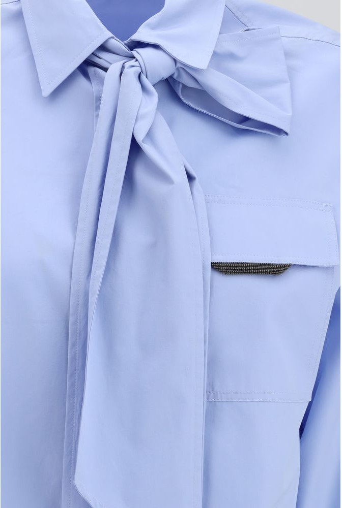 Blue Cotton Dress Shirt Brunello Cucinelli