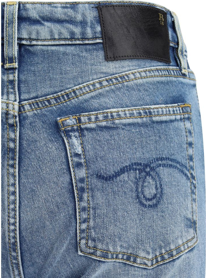 R13 Blue Cotton Flared Jeans