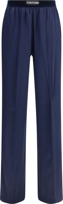 Blue Elastane Casual Pants by Tom Ford