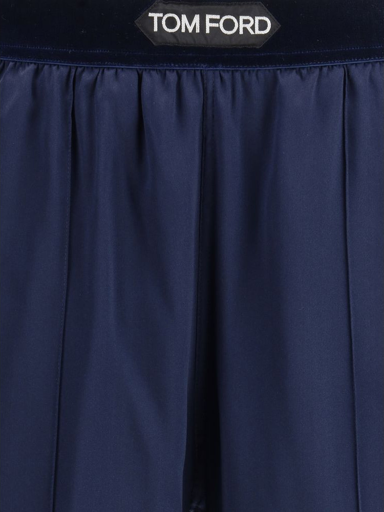 Blue Elastane Casual Pants by Tom Ford