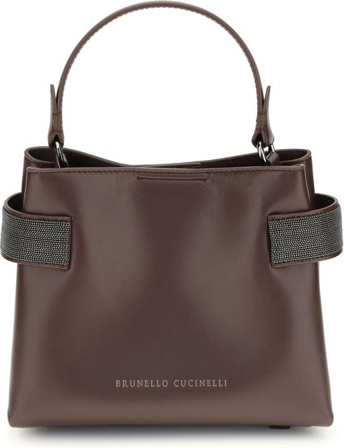 Бордовая кожаная сумка Brunello Cucinelli