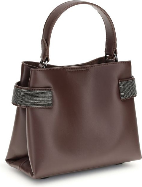 Бордовая кожаная сумка Brunello Cucinelli