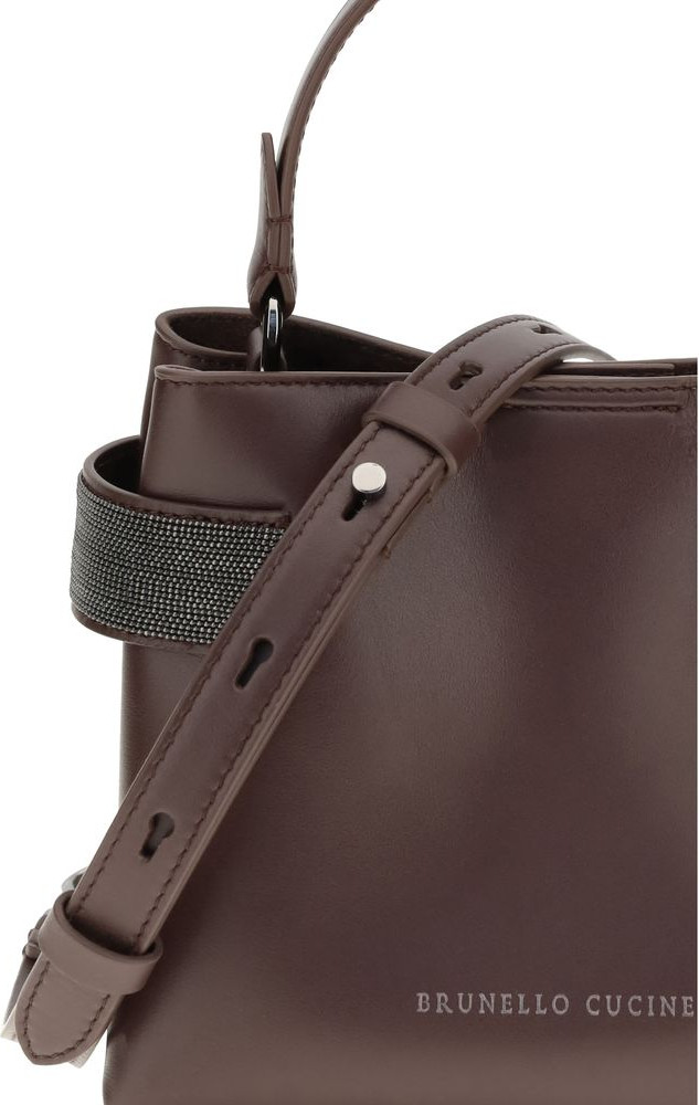 Бордовая кожаная сумка Brunello Cucinelli