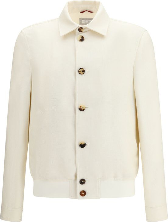 White Silk Jacket Brunello Cucinelli