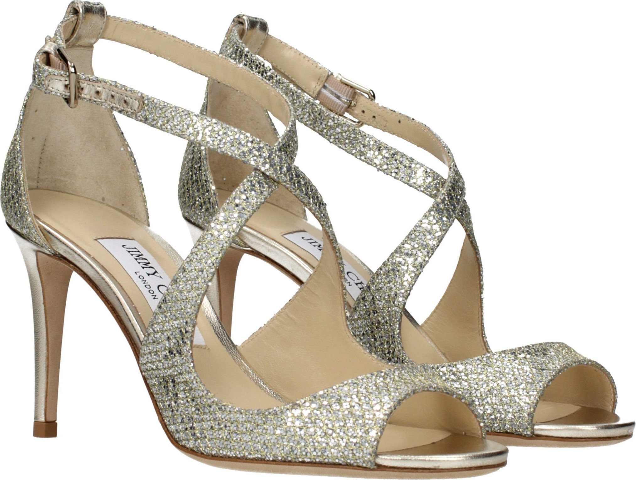 Gold Plastic Stiletto Heel Sandals by Jimmy Choo Eyewear
