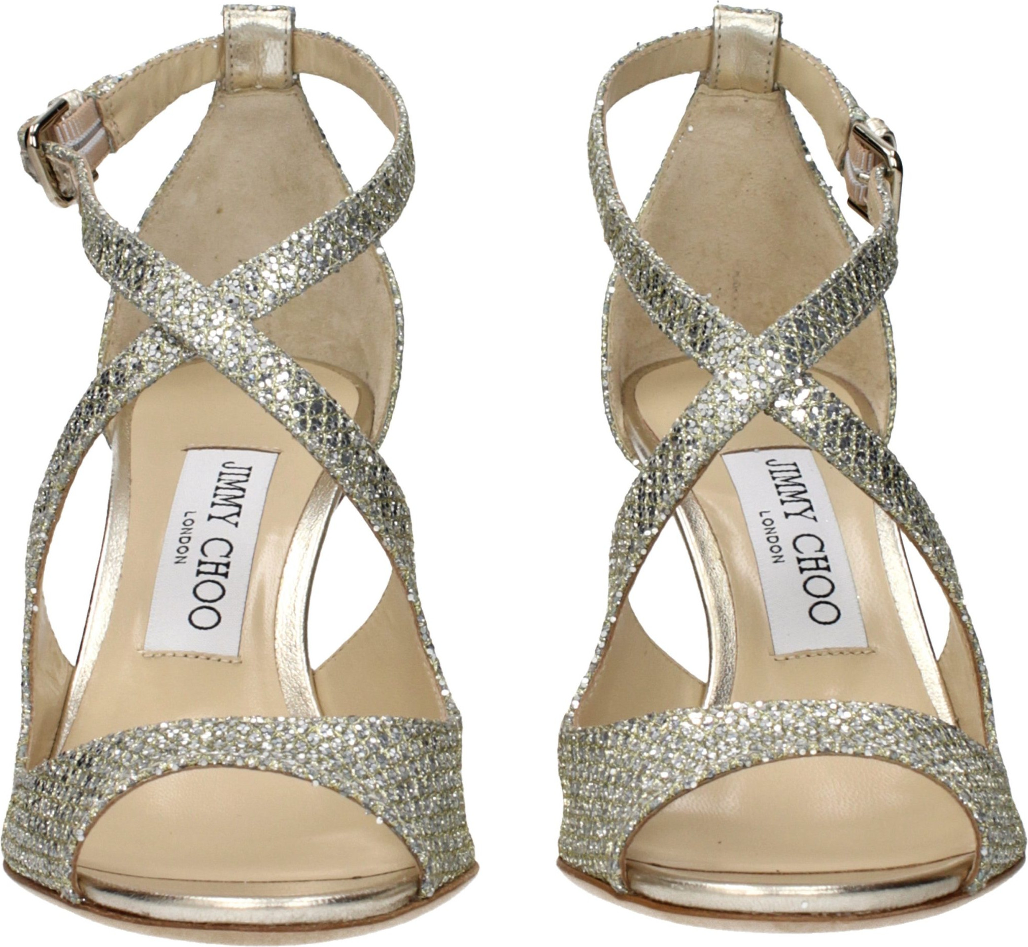Gold Plastic Stiletto Heel Sandals by Jimmy Choo Eyewear