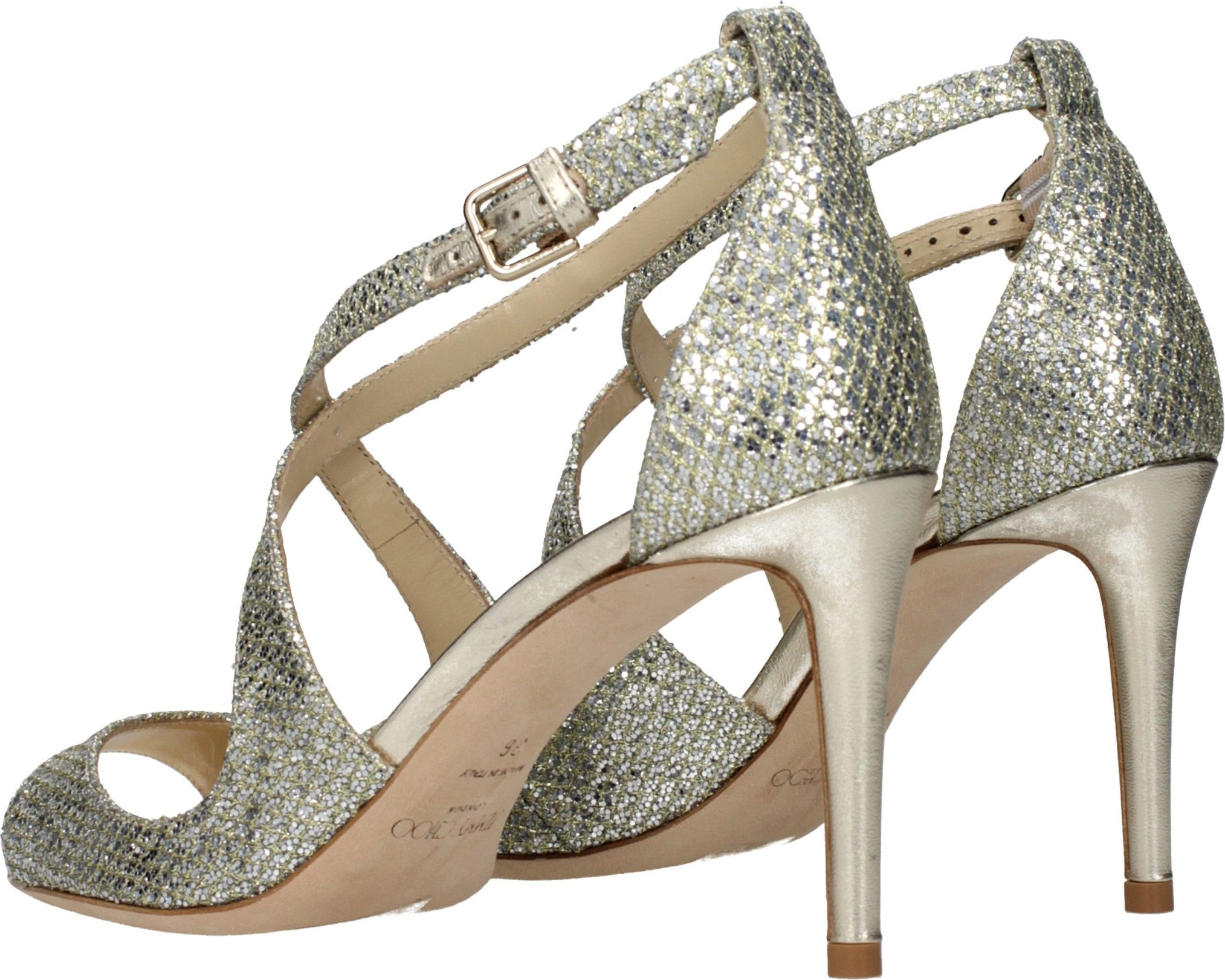 Gold Plastic Stiletto Heel Sandals by Jimmy Choo Eyewear
