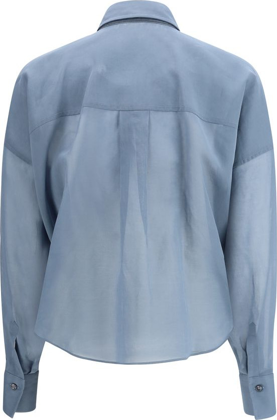 Blue Cotton Pattern Shirt Brunello Cucinelli