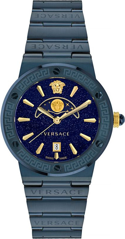 Blue Stainless Steel Dress Watch Versace