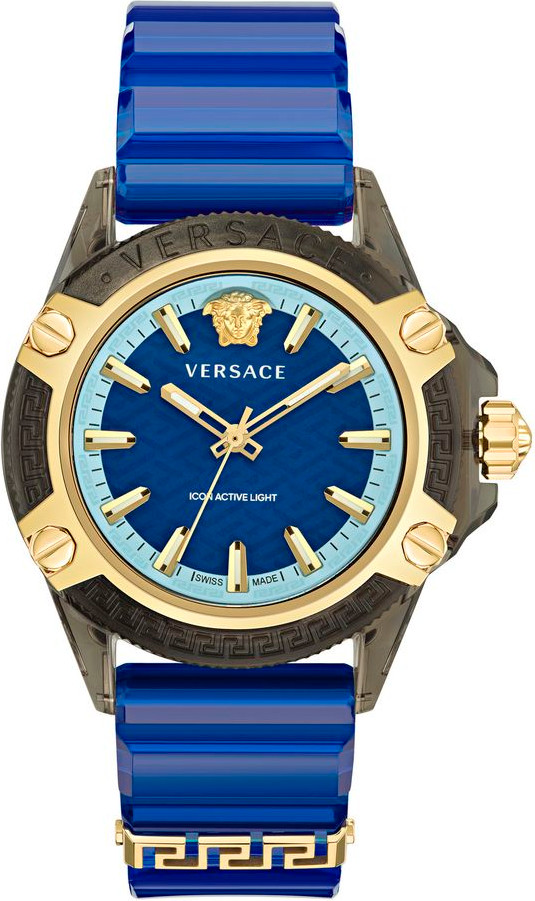 Blue Synthetic Dress Watch Versace
