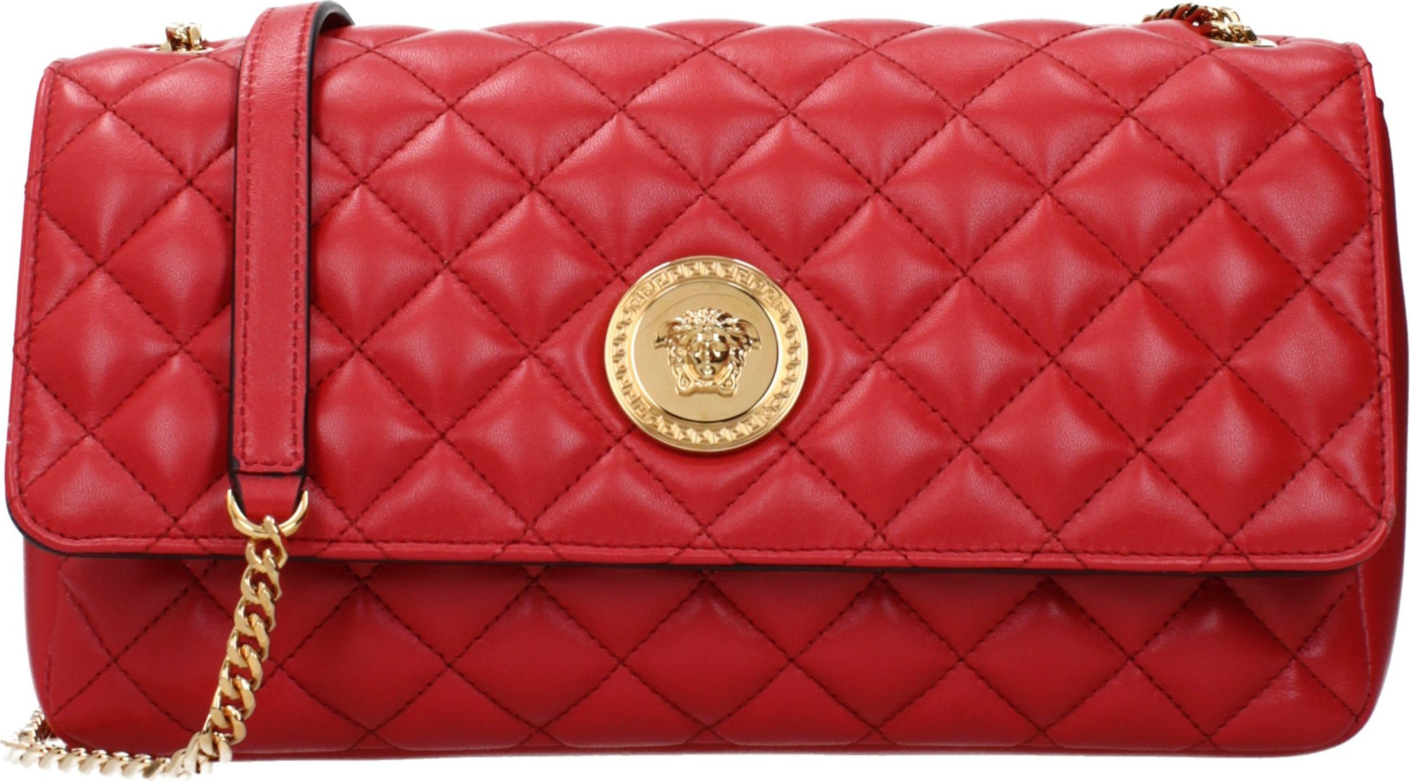 Red Leather Shoulder Bag Versace