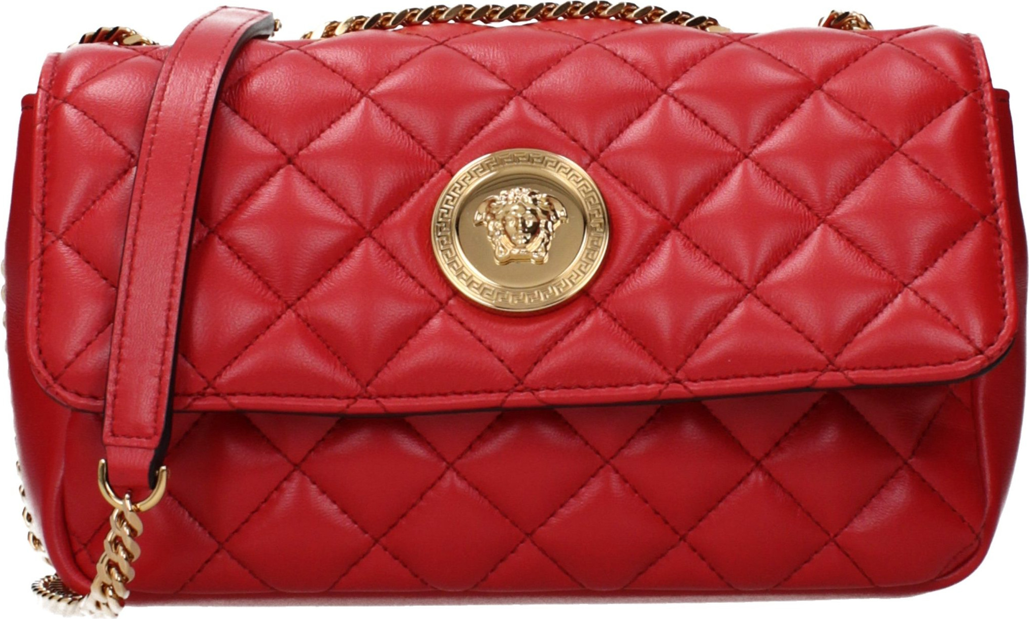 Red Leather Shoulder Bag Versace