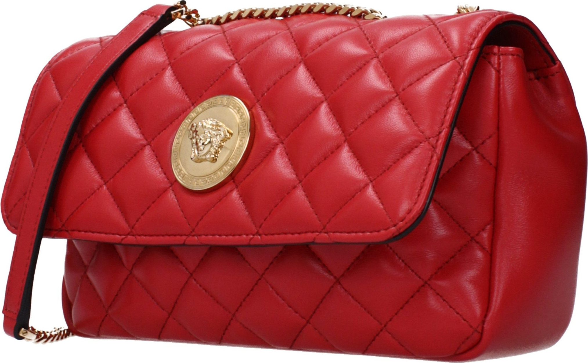 Red Leather Shoulder Bag Versace