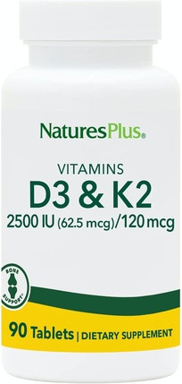 Vitamin D3 2500IE mit Vitamin K2 Hochdosiert Nahrungsergänzung von Nature's Plus