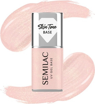 Hybrid Nail Polish Base Semilac Skin Tone Glitter Peach